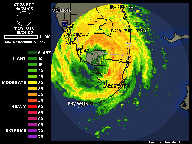 Hurricane Wilma landfall composite radar