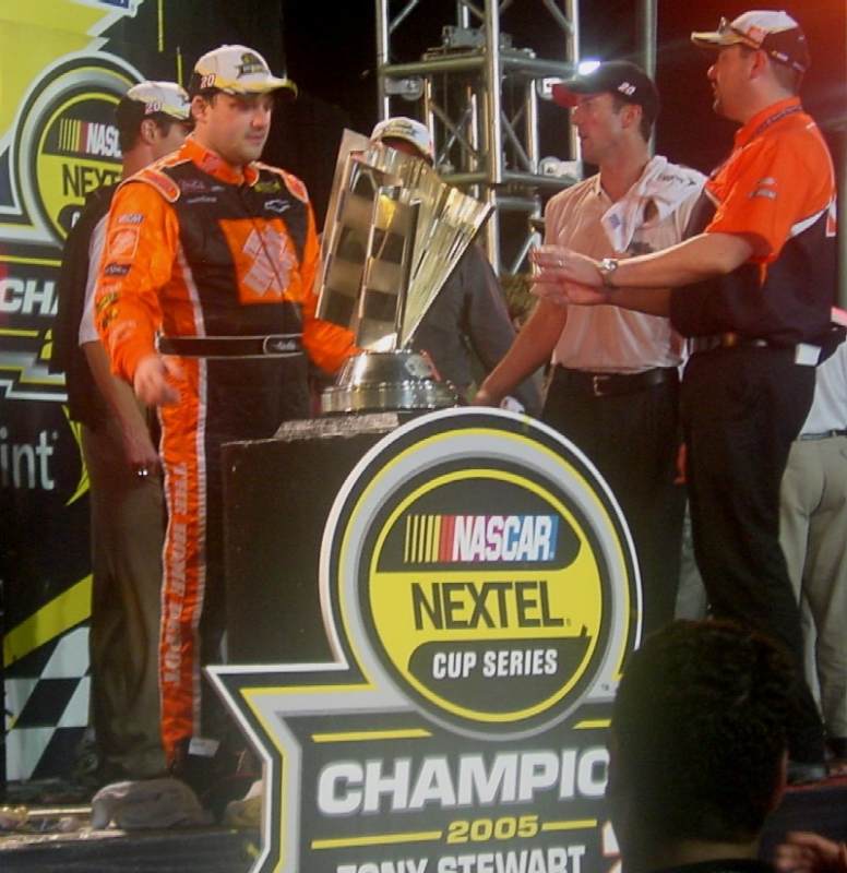 Tony Stewart gazing at his Nextel Cup